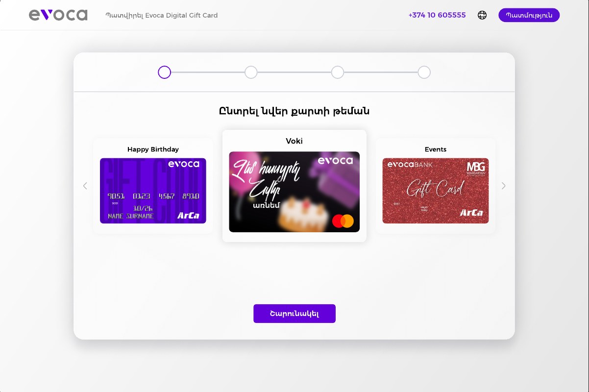 Theme selection step with the Voki theme chosen and the Continue button active